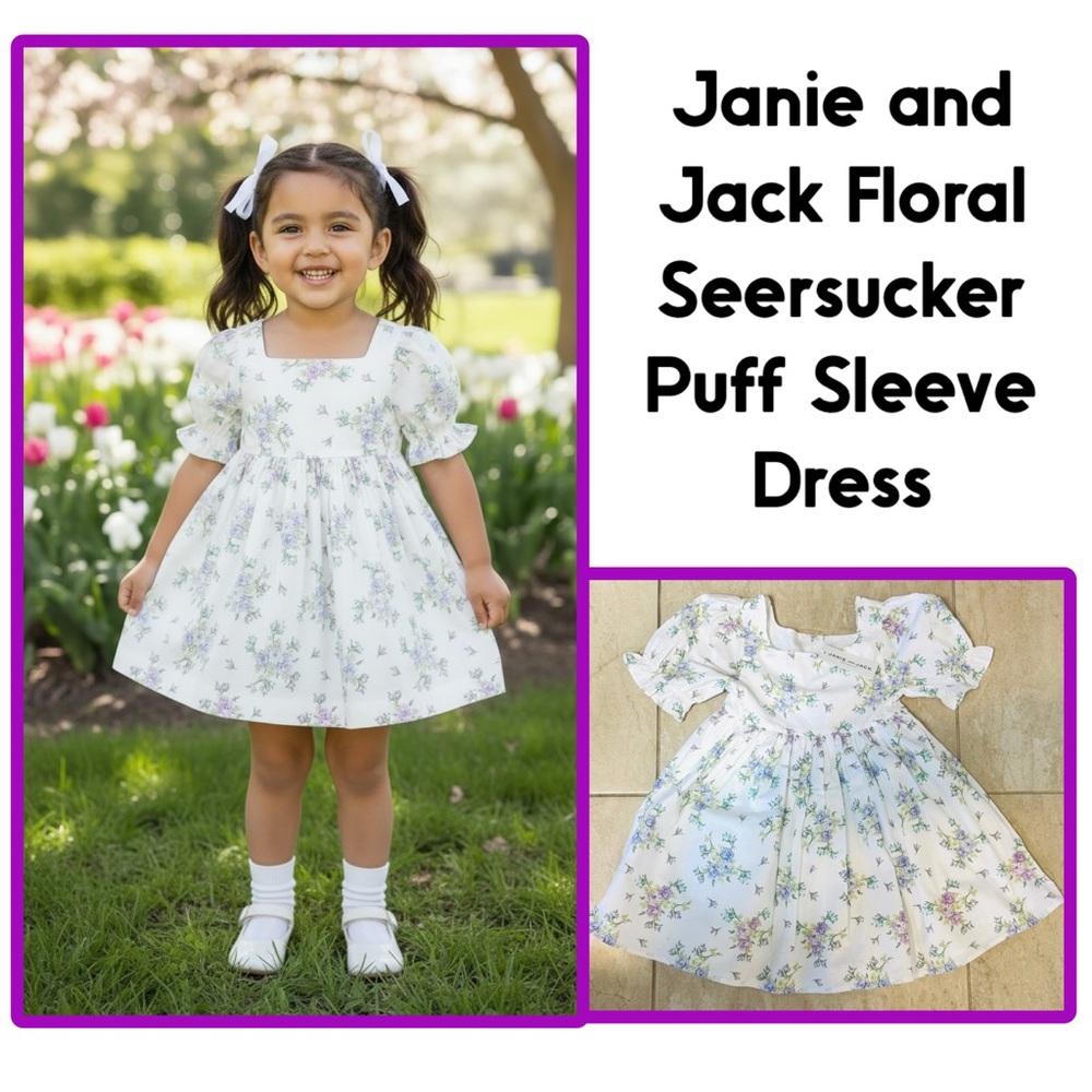 Janie and Jack Floral Seersucker Puff Sleeve Dress